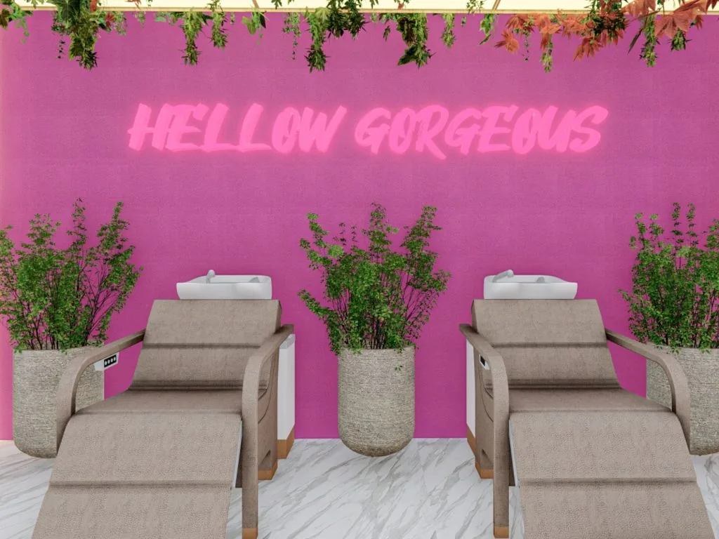 Remodelación de sala de espera para Beauty Studio C. Piñeros con muro decorativo y vegetación interior